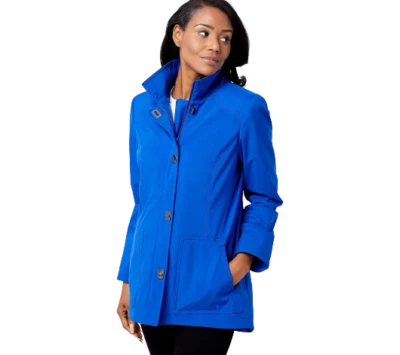 Chaqueta Dennis Basso Resistente al Agua con Cierre Llave en Mano en Azul Negrito Talla XS Foto 1 de 4