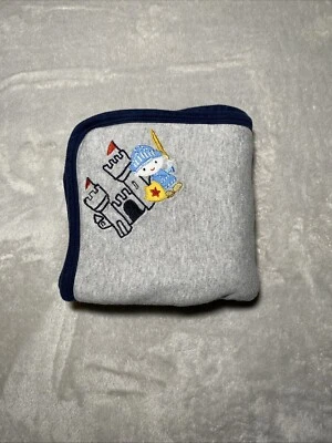Babies R Us Algodón Bebé Manta Caballero Castillo Reversible Gris Azul Rayas Lovey Foto 1 de 4