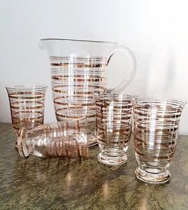 Pregiato set antico per bibite e cocktail in cristallo e montature oro zecchino - Foto 1 di 8