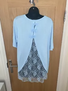 TOP M&V AZUL PÁLIDO OSCURO CON PEDRERÍA - TALLA L/XL - HASTA UN UK 14 - Imagen 1 de 3
