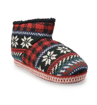 Zapatillas botín para mujer Muk Luks Fawn talla M 7/8 L 9/10 rojo a cuadros Fairisle SL1B Foto 1 de 4
