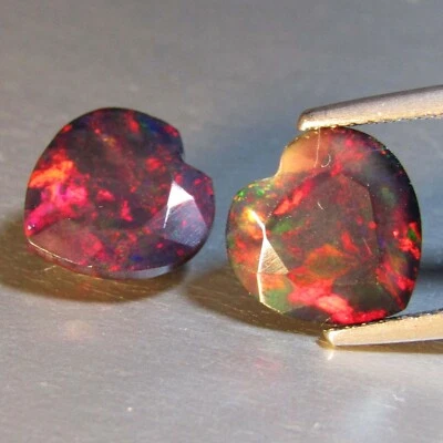 Натуральный черный опал 4,43 карата 10 мм соответствующие драгоценные камни в форме сердца из Эфиопии - Изображение 1 из 4