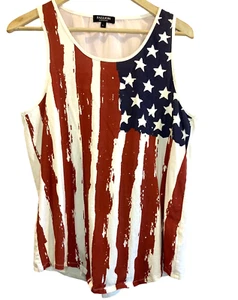 paint stroke American Flag stars & stripes Tank top L sleeveless summer - Picture 1 of 8