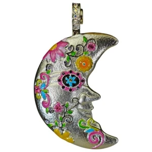 Kirks Folly Sugar Skull Moon Magnetic Enhancer Silvertone Multi-Color Enameling - Picture 1 of 3