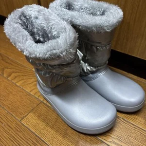 Crocs Kids Crocband Snow Boots Unisex US Shoes Size J3 Silver Metallic - Picture 1 of 8