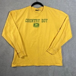 Country Boy John Deere Mens t shirt Gold long sleeve graphic farmer Distressed - Picture 1 of 20