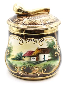 Vintage H. Bequet Quaregnon Hand Painted Tobacco Jar-Belgium Style 263 Cottage - Picture 1 of 9