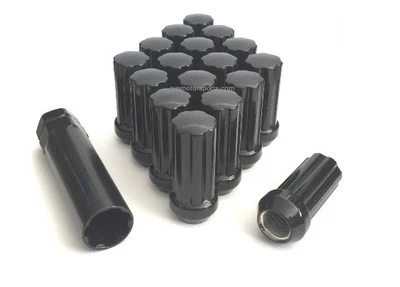 20 Lug Nuts 9/16-18 Black Spline Acorn 2" Tall Long Wheel Nut Dodge Ram 1500 - Image 1 of 3