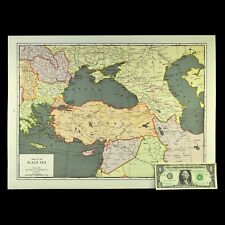 Vintage BLACK SEA Map of Turkey Syria Southern Asia LARGE Eastern Europe