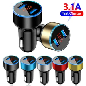 Encendedor de cigarrillos digital voltímetro LED digital 12V/24V USB de doble puerto 3.1A - Imagen 1 de 12