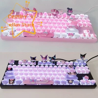 My Melody Cinnamoroll Kuromi Mechanical Keyboard Hot Swap USB Wired 87/104 Keys - Image 1 of 4