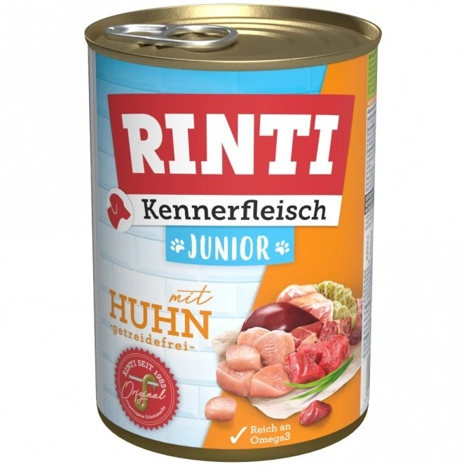 Rinti Kennerfleisch Junior Huhn 12x 400g getreidefrei ohne Soja Hundefutter - Bild 1 von 1