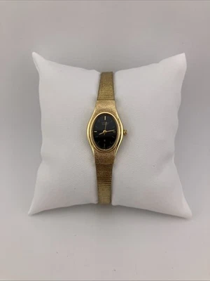 De Colección Reloj Citizen Damas 17mm De Colección Tono Dorado Negro Esfera Ovalada 5930-s25350- FUNCIONA Foto 1 de 4