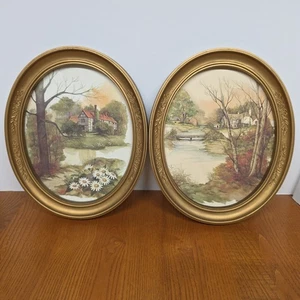 1983 Homco 11" ovale Rahmen Wandbehang Plaketten ein Glas fehlt  - Bild 1 von 6