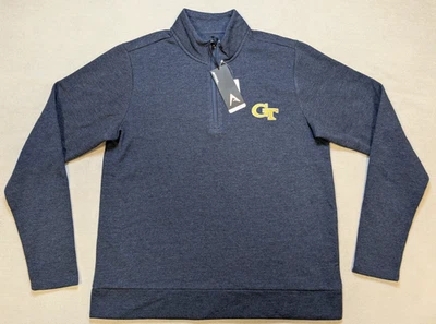 Georgia Tech Yellow Jackets Pullover Mens Small Blue Antigua New Zip Sweatshirt - Image 1 of 4