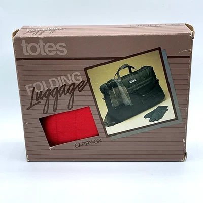 Vtg Totes Red Nylon Folding Packable Luggage Carry On Bag 1987 In Box NOS - Image 1 of 4