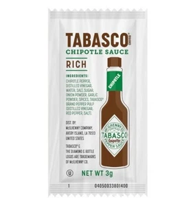 Tabasco Chipotle Pepper Sauce, 3 Milliliter Portion Pack - 200 Per Case - Picture 1 of 3