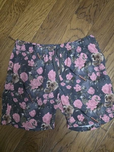 Grunt Style Swim Trunks Sz Large Skulls And Flowers  - Picture 1 of 4
