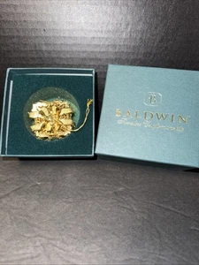 Baldwin Brass Elegant Gift Box Christmas Ornament 24KT Gold Finish 7165.010 - Picture 1 of 4