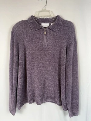 Alfred Dunner Size XL Long Sleeve 1/4 Zip Purple Woman's Sweater Super Soft✨ - Image 1 of 4