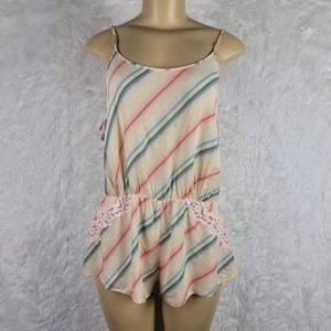 Victoria's Secret Medium Striped Sleeveless Short Pajama Romper Feminine - Picture 1 of 11