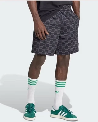 NEW MENS ADIDAS ORIGINALS MONOGRAM PRINT TREFOIL SHORTS ~SIZE LARGE  #JY2986 - Image 1 of 4