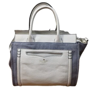 KATE SPADE Claremont Denim Blue White Leather Double Handle Bag - Picture 1 of 19