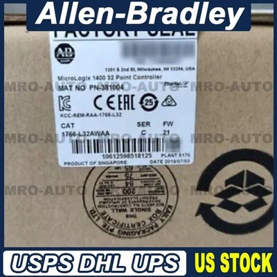 New Factory Sealed AB 1766-L32AWAA MicroLogix1400 32Point Controller US Free Tax - Image 1 of 4