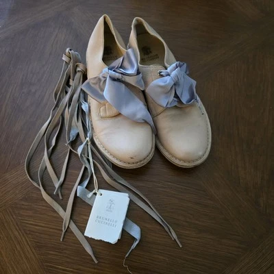 Zapato Brunello Cucinelli beige con cordones gris cinta talla 38 EE. UU. 7,5-8 Foto 1 de 4