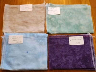 Lot 4 Hand Dyed  Assorted Colors Sizes Cross Stitch Fabrics 28- 32 ct Unused - Image 1 of 4