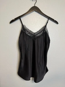 Johnny Was Cami Tank Top Women’s Size XS with tags Black Silk With Lace - Picture 1 of 5