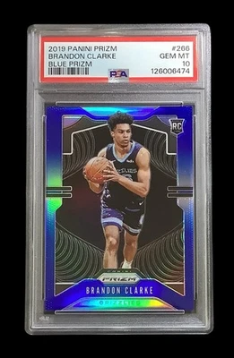 Panini Prizm #266 Brandon Clarke RC 2019; azul/199 Rookie Prizms PSA 10 (GEM) Foto 1 de 3