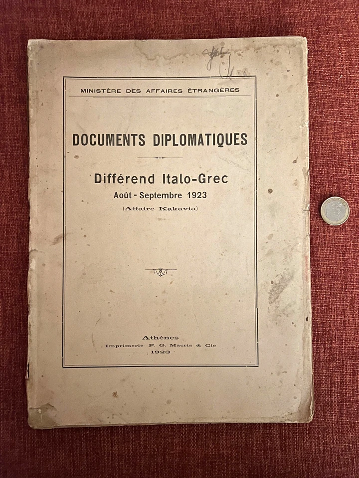 1923 Italo-Greek Diplomatic Documents – Affaire Kakavia, Athens Foreign Affairs - Image 1 of 3