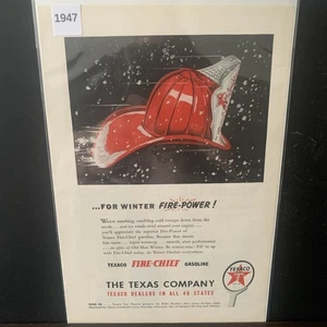 Vintage 1947 Texaco Fire Chief For Winter Fire Power Ad Advertisement - Picture 1 of 2