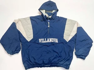 Chaqueta con capucha acolchada vintage Starter NCAA Villanova Wildcats media cremallera talla XL azul - Imagen 1 de 9