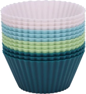 Silicone Baking Muffin Cups 12 Pack, Reusable Cupcake Liners Cake Molds - Picture 1 of 12