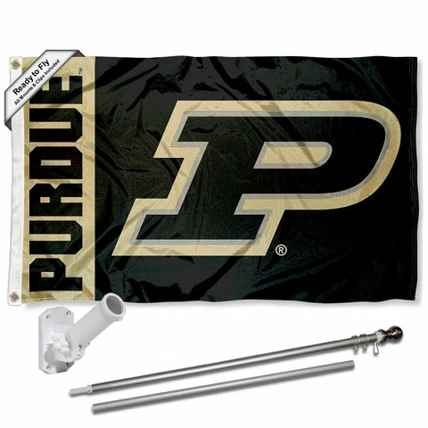Purdue Boilermakers Panel Flag Pole and Bracket Gift Set Package Cover