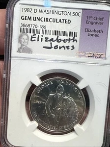 1982-D 50c Washington Commemorative Silver Half Dollar - Jones - NGC UNC - Picture 1 of 6