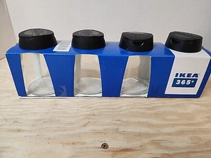 Set of 4 IKEA 365+ Ihardig 5 Oz. Spice Jars Glass Black New In Box - Picture 1 of 3