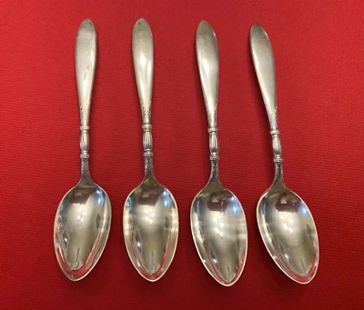 QUEEN ANN aka ST. MORITZ 1847 Rogers Bros Silverplate SET of 4 TEASPOONS  1910 - Image 1 of 4