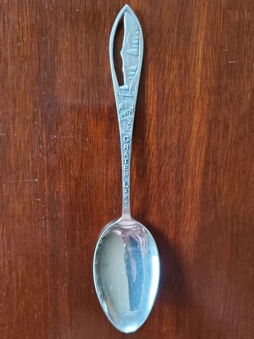 Vintage Sterling Silver Crater Lake California Souvenir Spoon 17g Cover