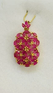 14k Solid Yellow Gold Pendant With Natural Ruby Marquises Cut 3.99CT3.12GM - Picture 1 of 10
