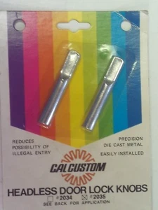2 Vintage CAL CUSTOM CHROME DOOR LOCK KNOBS FORD/GM/MOPAR - Picture 1 of 2