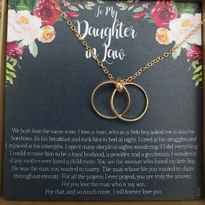 To My Daughter In Law Gift Necklace Gold Plated Linked Circles. Dear Ava - Picture 1 of 3