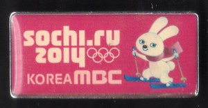 SOCHI 2014. OLYMPIC GAMES. MEDIA PIN. MBC, KOREA. MASCOT HARE
