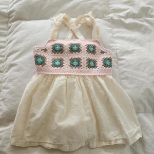 Haute Hippie Sunflower Crochet Beige Top Girls 4T Boho Hippie - Picture 1 of 10