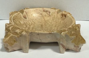 Vtg Mayan Mexican Aztec Tribal Carved Faces Etched Marble Stone Onyx Ashtray - Picture 1 of 13