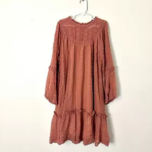 Zara Mock Neck Textured Tiered Lace Dress Blush Pink Girl Size 10 - Picture 1 of 10