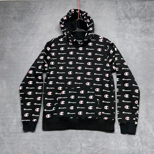 Champion Hoodie Kids XL Black Printed Graphic Long Sleeve Pullover Sweatshirt - Picture 1 of 8