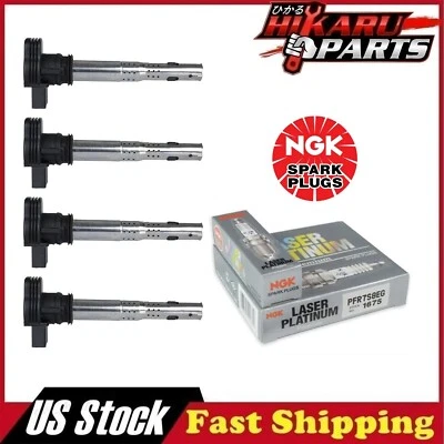 Paquete de 4 bujías NGK y paquete de 4 bobinas de encendido para Audi A5 2010-2016 2,0 L l4 Foto 1 de 4